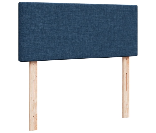 Cama box spring con colchón tela azul 120x190 cm