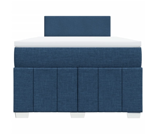 Cama box spring con colchón tela azul 120x190 cm