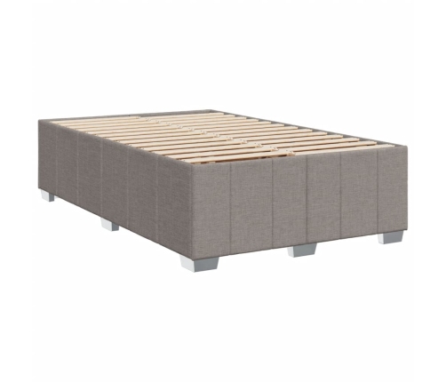 Cama box spring con colchón tela gris taupe 120x190 cm