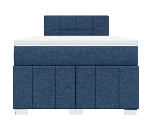 Cama box spring con colchón tela azul 120x190 cm