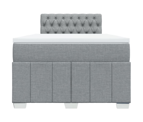 Cama box spring con colchón tela gris claro 120x190 cm