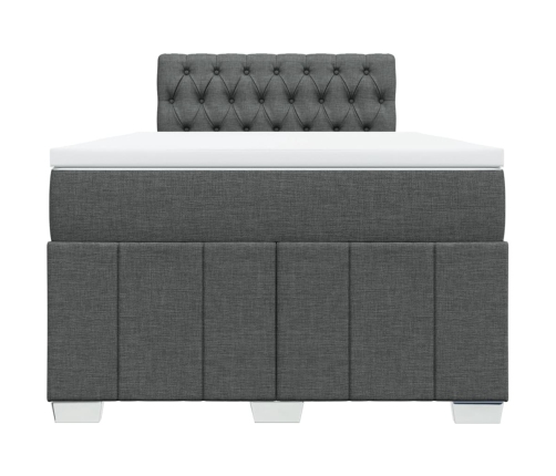 Cama box spring con colchón tela gris oscuro 120x190 cm