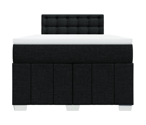 Cama box spring con colchón tela negro 120x190 cm