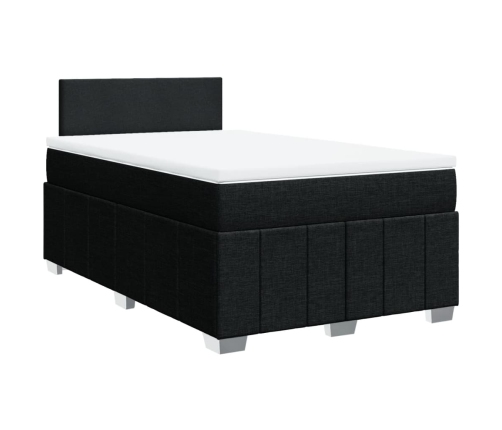 Cama box spring con colchón tela negro 120x200 cm