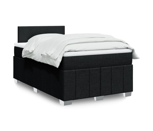 Cama box spring con colchón tela negro 120x200 cm