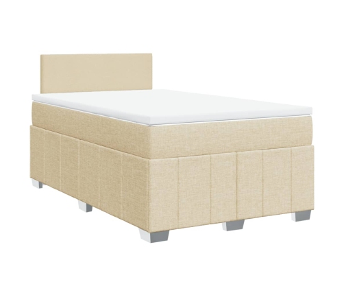 Cama box spring con colchón tela color crema 120x200 cm