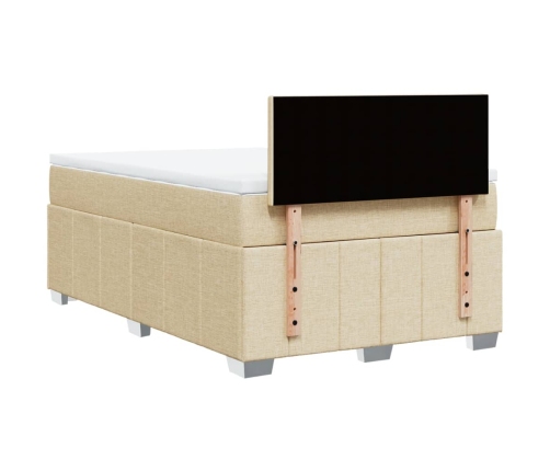 Cama box spring con colchón tela color crema 120x200 cm