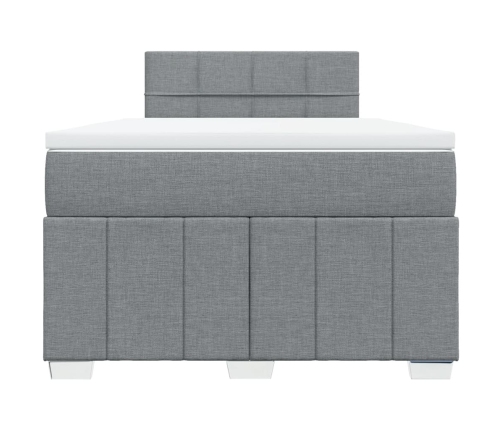 Cama box spring con colchón tela gris claro 120x200 cm