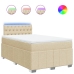 Cama box spring con colchón tela color crema 120x200 cm
