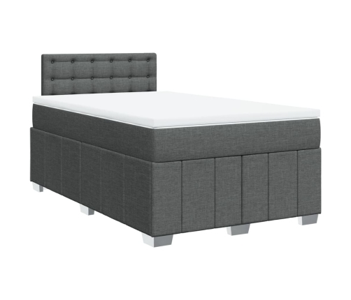 Cama box spring con colchón tela gris oscuro 120x200 cm