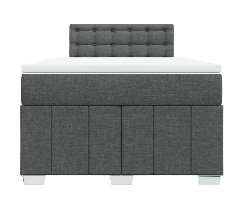 Cama box spring con colchón tela gris oscuro 120x200 cm