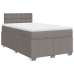 Cama box spring con colchón tela gris taupe 120x200 cm