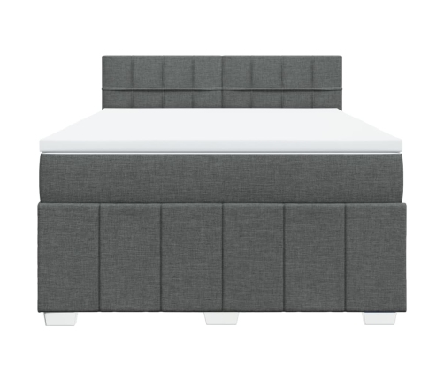 Cama box spring con colchón tela gris oscuro 140x190 cm