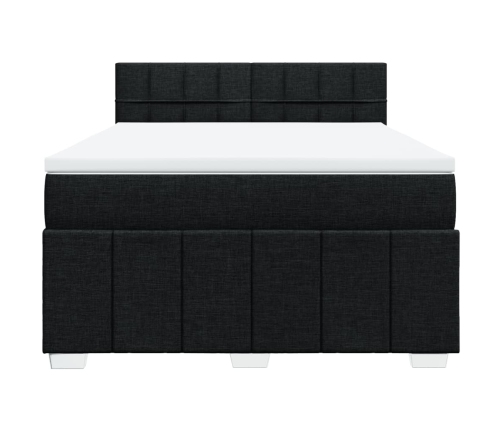 Cama box spring con colchón tela negro 140x190 cm
