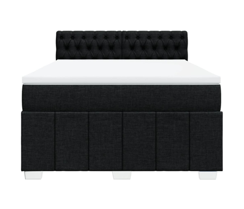 Cama box spring con colchón tela negro 140x190 cm