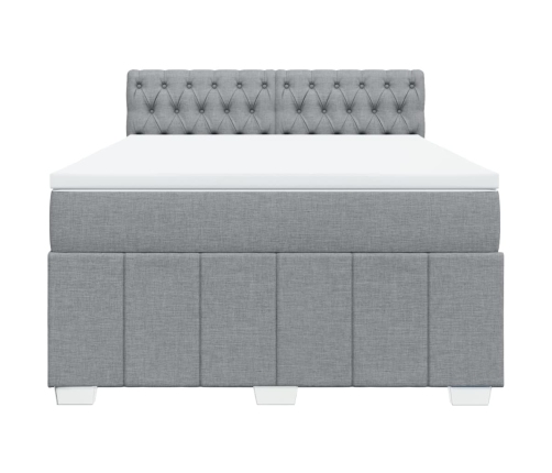 Cama box spring con colchón tela gris claro 140x200 cm