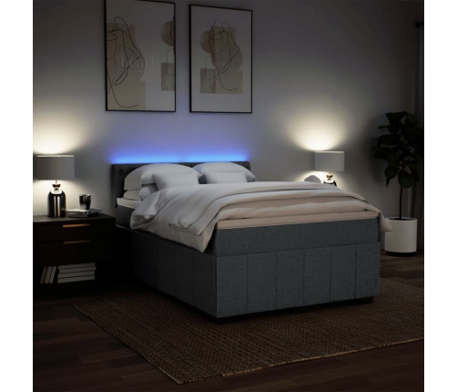 Cama box spring con colchón tela gris oscuro 140x200 cm