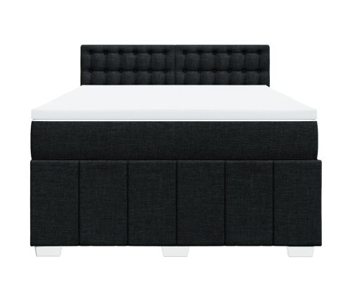 Cama box spring con colchón tela negro 140x200 cm