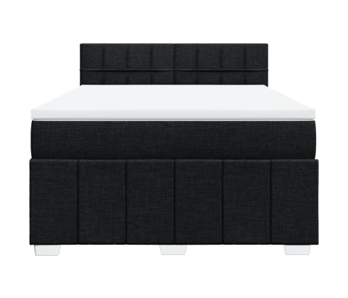 Cama box spring con colchón tela negro 160x200 cm