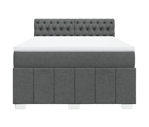 Cama box spring con colchón tela gris oscuro 160x200 cm