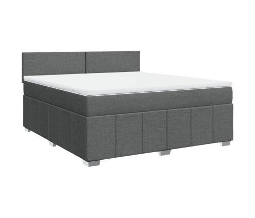 Cama box spring con colchón tela gris oscuro 180x200 cm