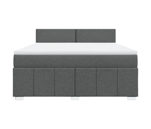 Cama box spring con colchón tela gris oscuro 180x200 cm