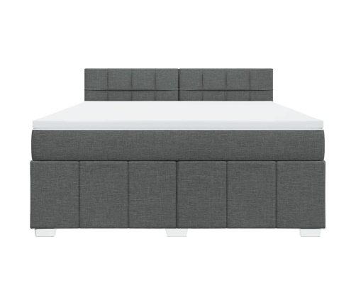 Cama box spring con colchón tela gris oscuro 180x200 cm