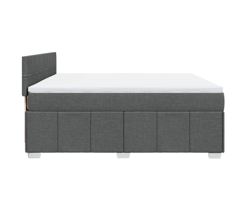 Cama box spring con colchón tela gris oscuro 180x200 cm