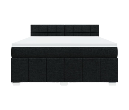 Cama box spring con colchón tela negro 180x200 cm