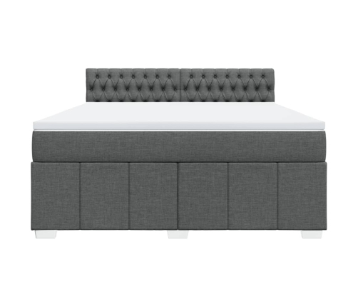 Cama box spring con colchón tela gris oscuro 180x200 cm