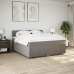 Cama box spring con colchón tela gris taupe 180x200 cm