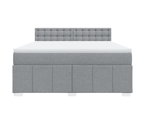 Cama box spring con colchón tela gris claro 180x200 cm