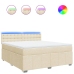 Cama box spring con colchón tela color crema 180x200 cm