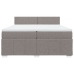 Cama box spring con colchón tela gris taupe 200x200 cm