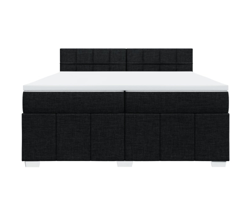 Cama box spring con colchón tela negro 200x200 cm