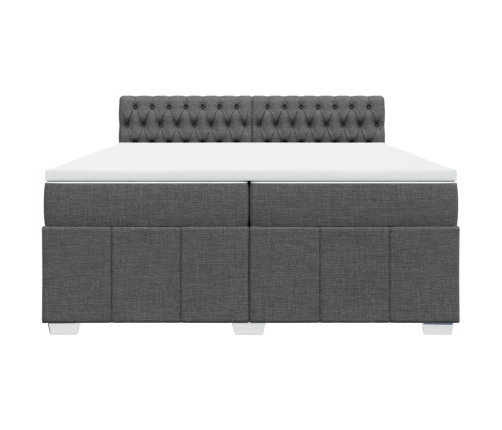 Cama box spring con colchón tela gris oscuro 200x200 cm