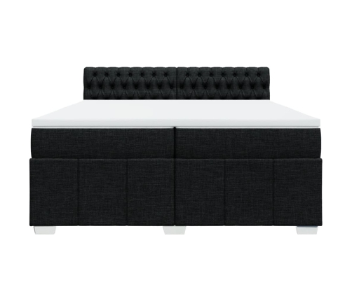 Cama box spring con colchón tela negro 200x200 cm