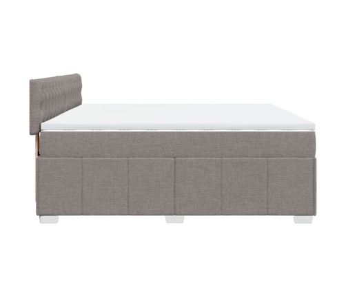 Cama box spring con colchón tela gris taupe 200x200 cm