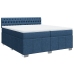 Cama box spring con colchón tela azul 200x200 cm