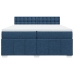 Cama box spring con colchón tela azul 200x200 cm