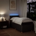 Cama box spring con colchón tela marrón oscuro 80x200 cm