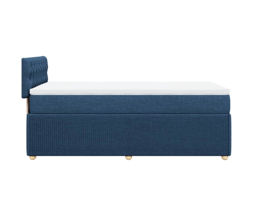 Cama box spring con colchón tela azul 80x200 cm