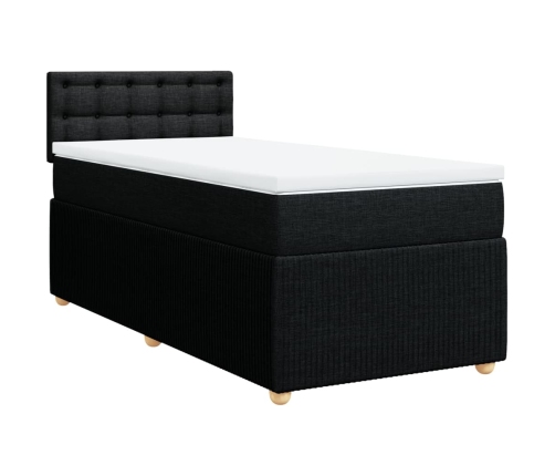 Cama box spring con colchón tela negro 80x200 cm