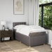 Cama box spring con colchón tela gris taupe 80x200 cm