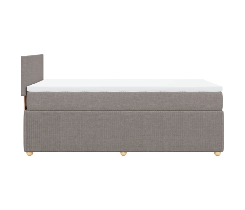 Cama box spring con colchón tela gris taupe 90x190 cm