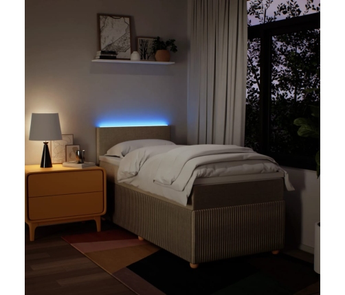 Cama box spring con colchón tela color crema 90x190 cm