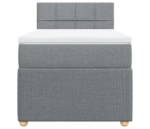 Cama box spring con colchón tela gris claro 90x190 cm