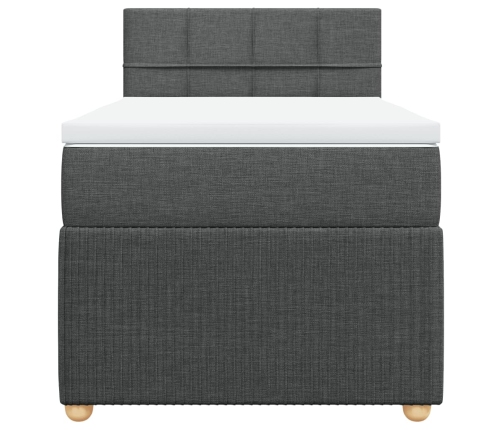 Cama box spring con colchón tela gris oscuro 90x190 cm