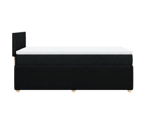 Cama box spring con colchón tela negro 90x190 cm