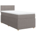 Cama box spring con colchón tela gris taupe 90x190 cm